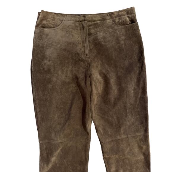 Vintage Kenneth Cole reaction suede leather retro brown high rise lined pants 10 - Picture 6 of 16